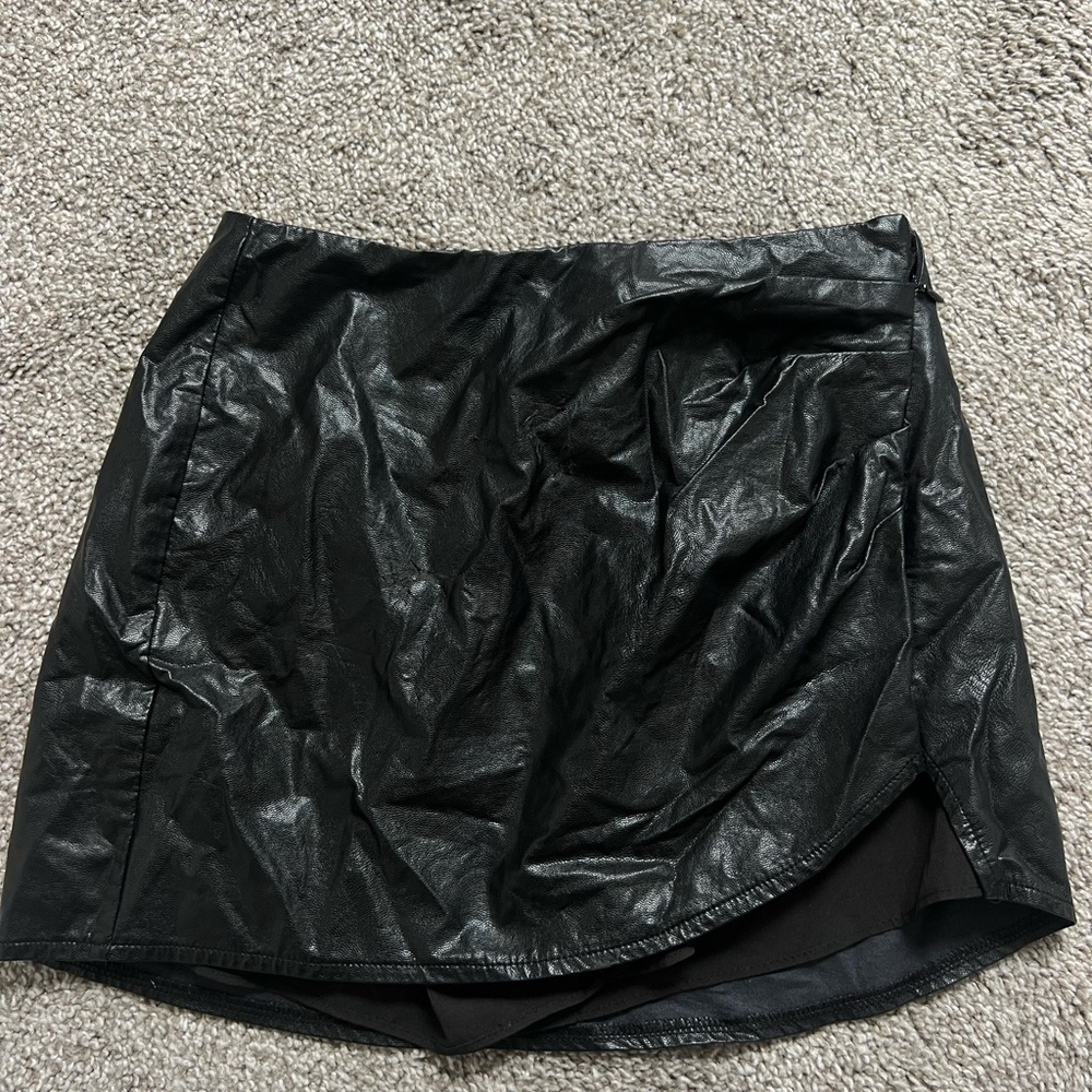 Black Faux Leather Mini Skirt